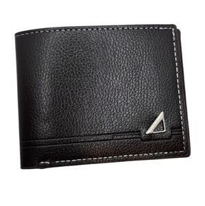 Mens dark brown faux leather large capacity wallet‎